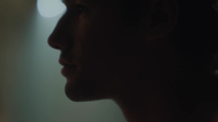 Side portrait of a determined and focused man