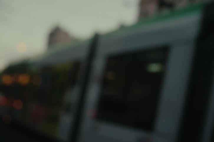 A bus passes by in the city