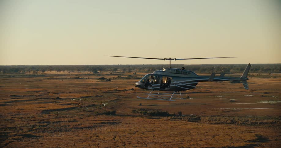 A helicopter takes off