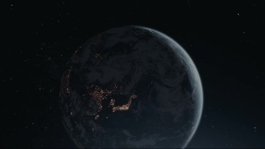 The earth floating in outer space