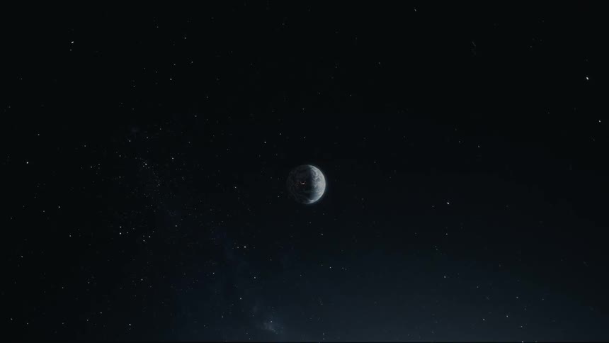 Panorama of dark space with stars and planet earth in the background