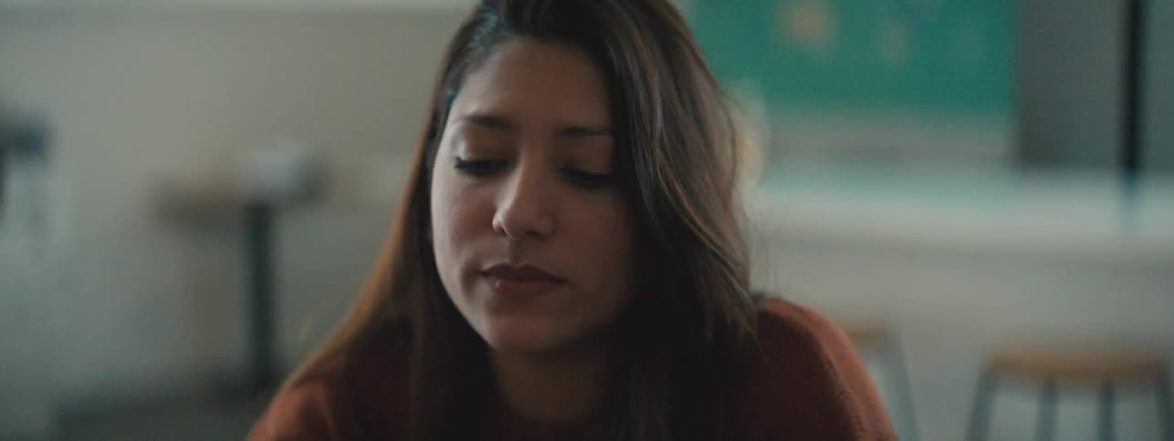 Portrait of a woman sitting and talking