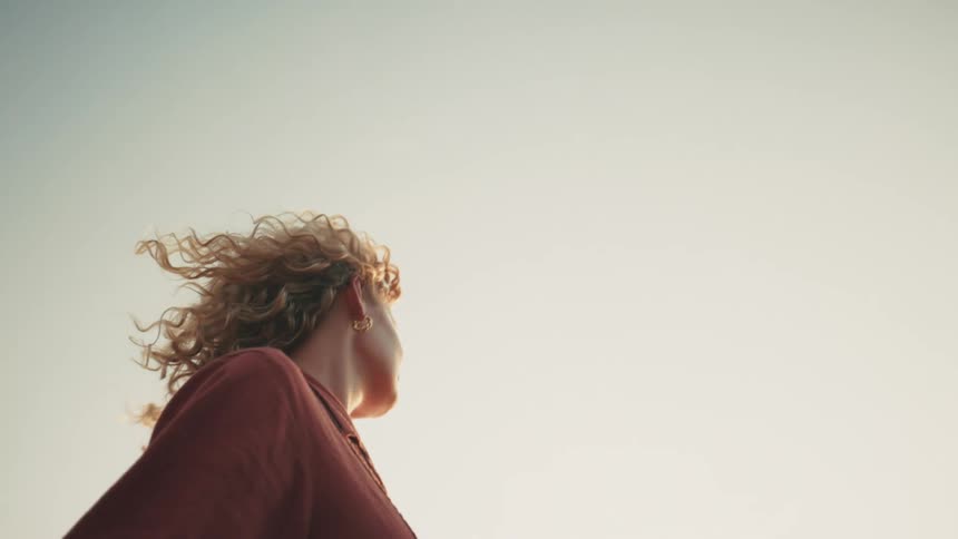 Blonde woman walking