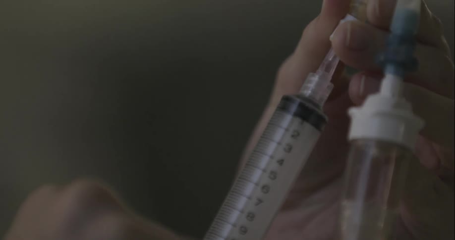 Liquid being injected from a syringe