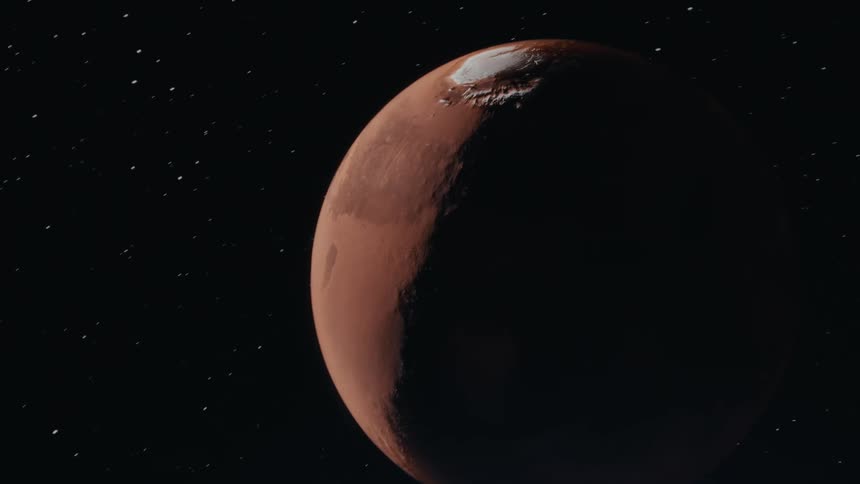 Planet mars against a starry background