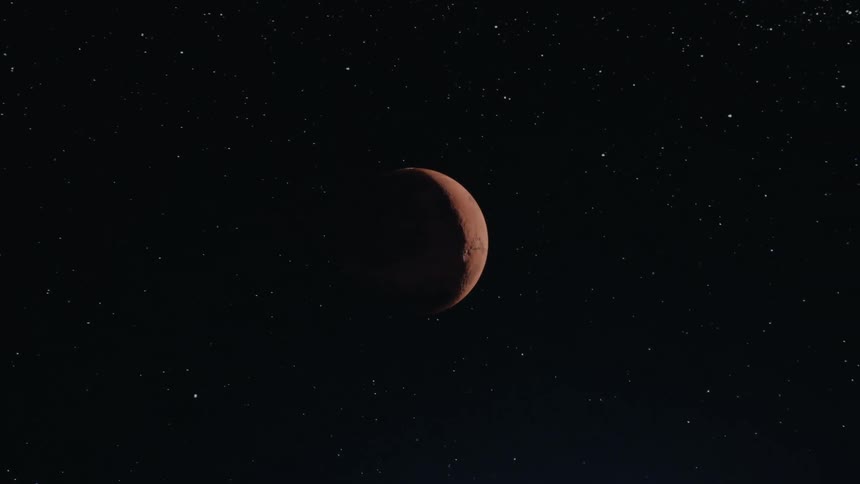 Planet mars orbiting in starry space