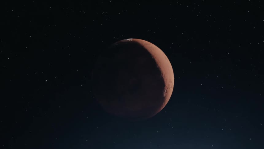 A planet is surrounded by stars