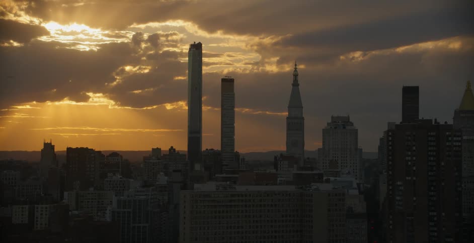 A skyline as the sun rises