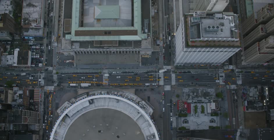 The streets below have heavy traffic in this city