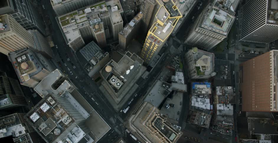 Tops of buildings and streets in large city