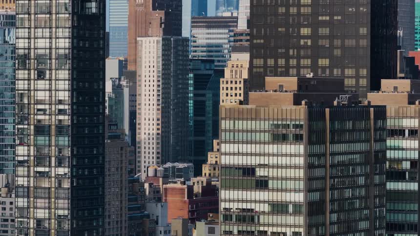 Tall buildings fill the large city