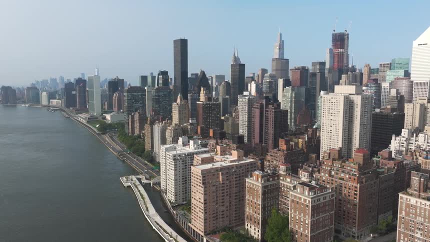 A large metropolis is on the shore