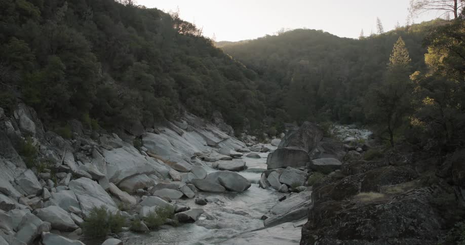 A small stream runs over the rocks