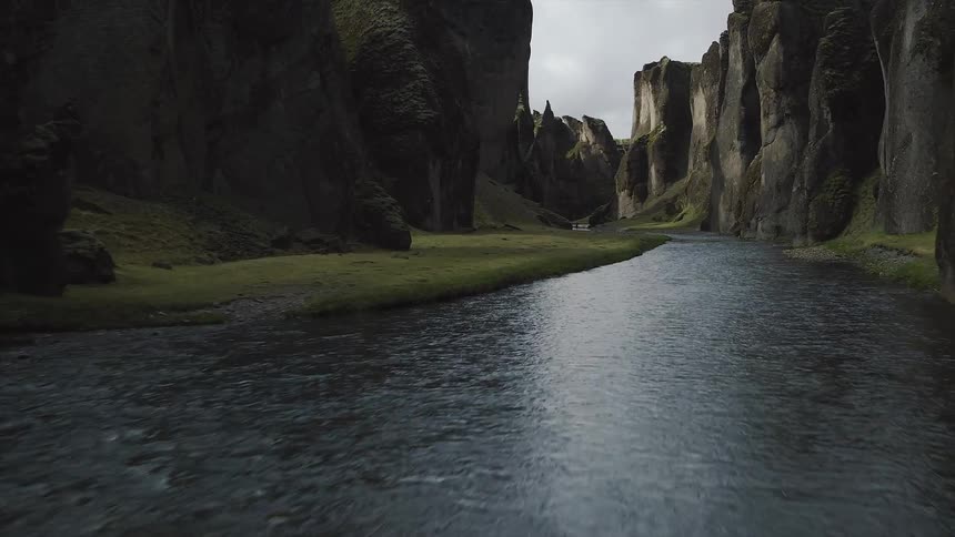 View of a river in between cliffs
