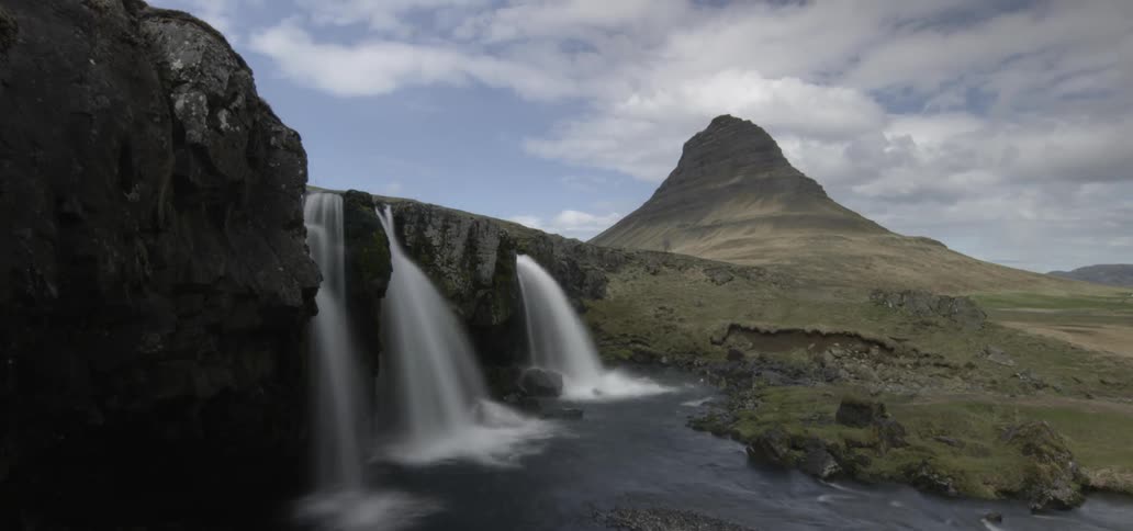 Time-lapse of waterfalls as seen on a cloudy day