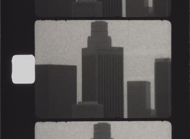 A film clip of skyscrapers in a city