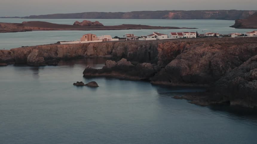 A small town is on the shore line