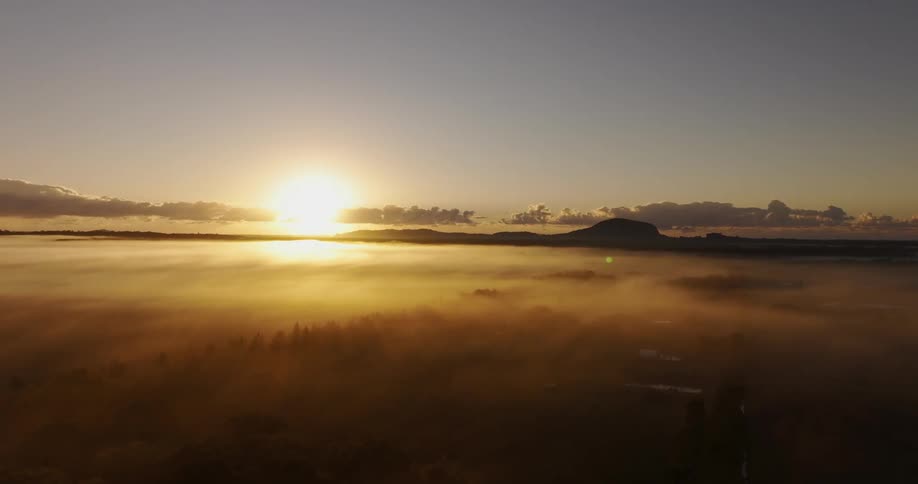 A heavy fog covers the landscape