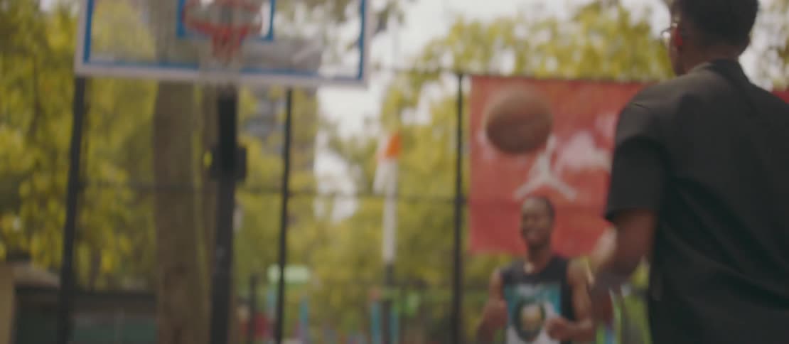 A clip of two friends playing basketball