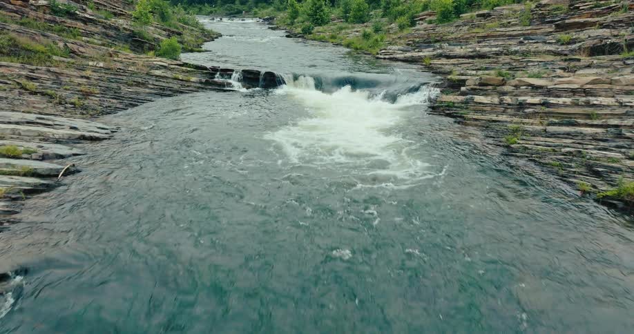 The water moves fast in the stream