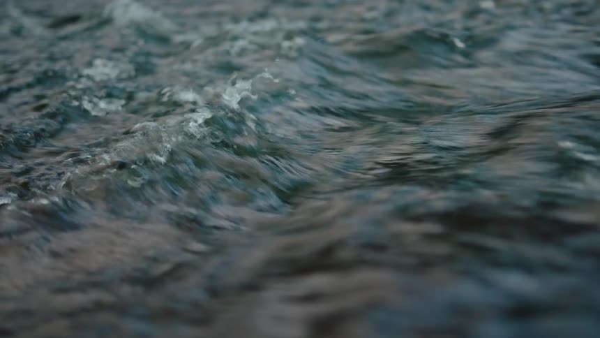 Close up of rippling water on the riverbank
