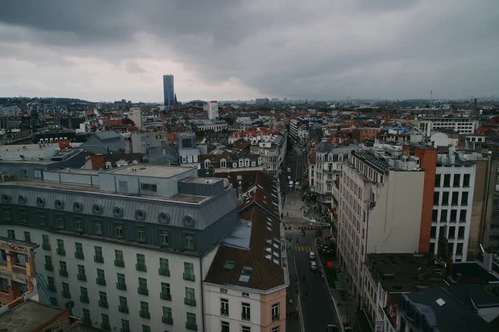 An aerial clip of an urban city