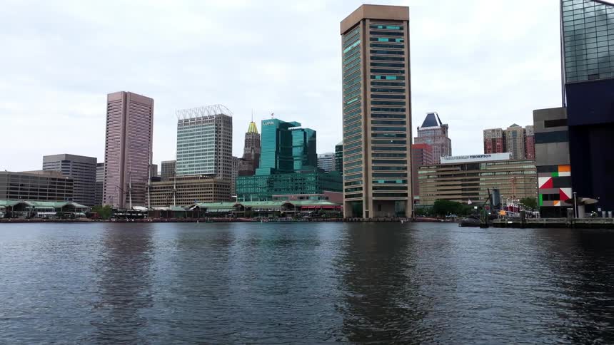 Panorama of a metropolis with modern buildings on the seafront