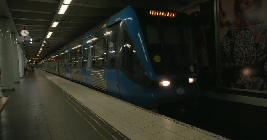A train passes by in the subway