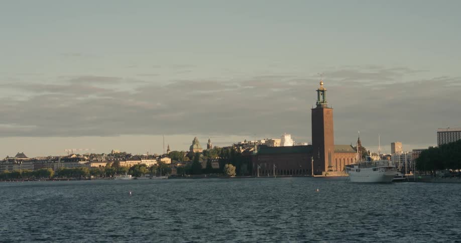 Panoramic view of stockholm city hall skyline