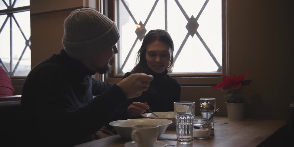 Couple in a restaurant having lunch