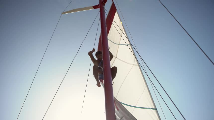 Man getting off a sailboat