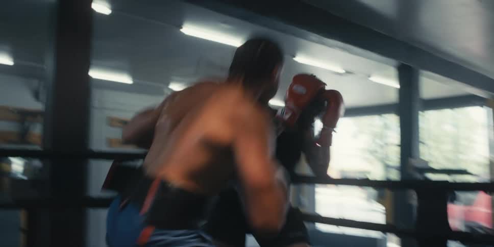 Two men are throwing heavy punches in the boxing ring