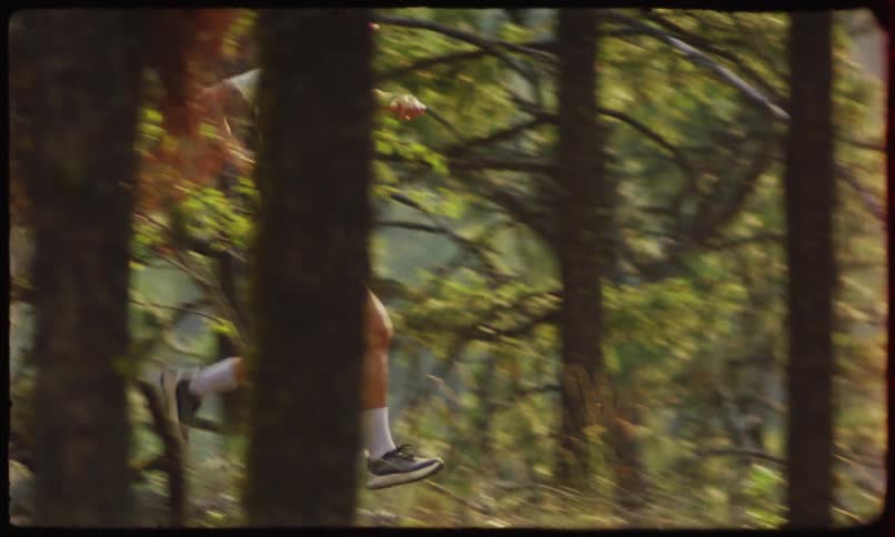 Individual running in a forest environment