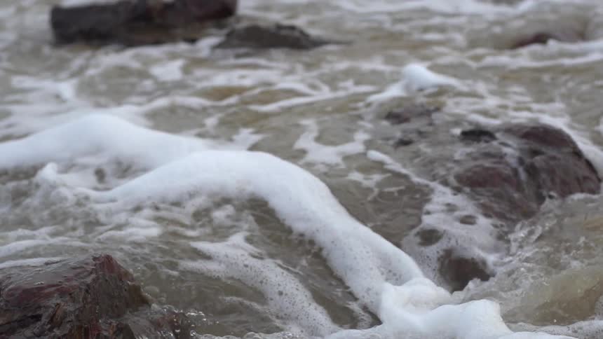 Water rolling over rocks in a river
