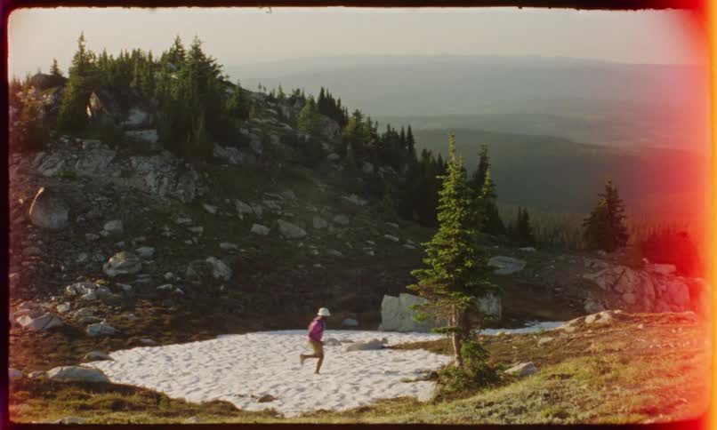 Person running on a mountain