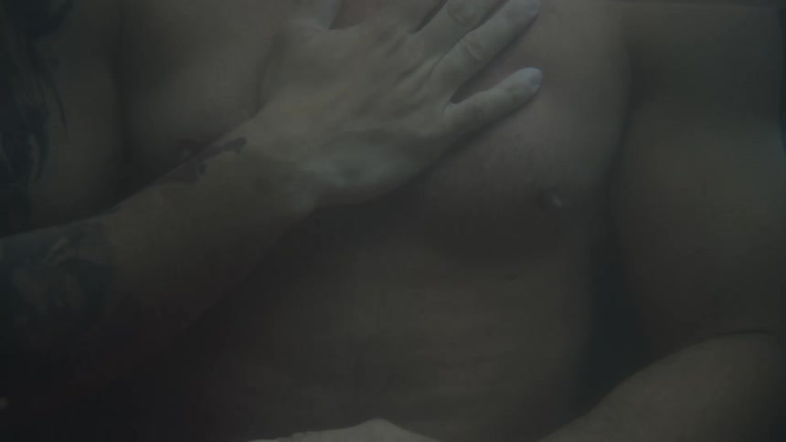 Man concentrating while in an ice bath