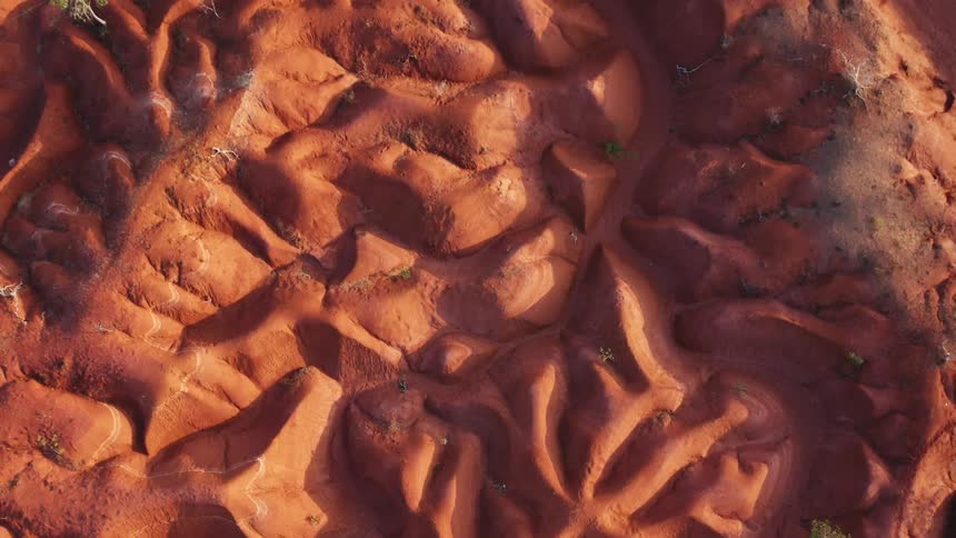 Aerial view of arid desert soil