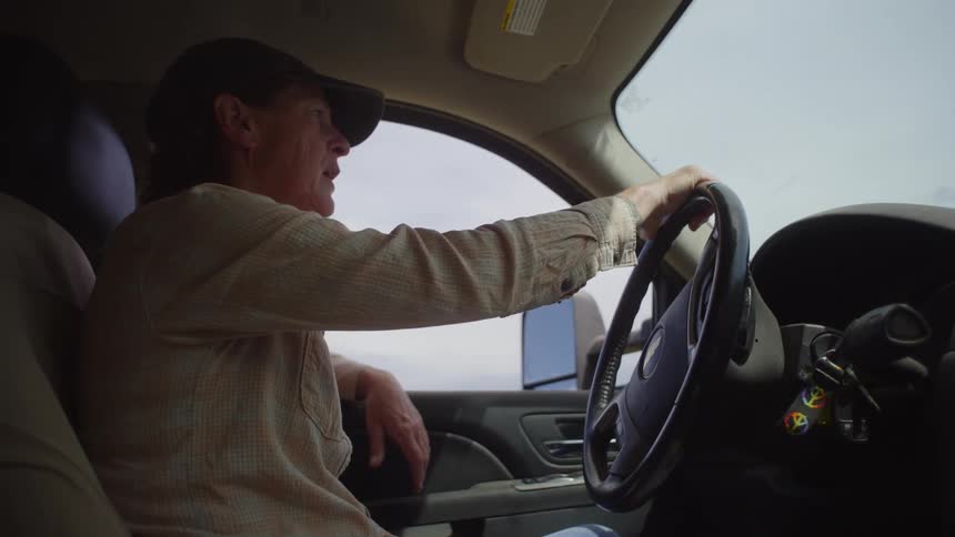 Person driving a car