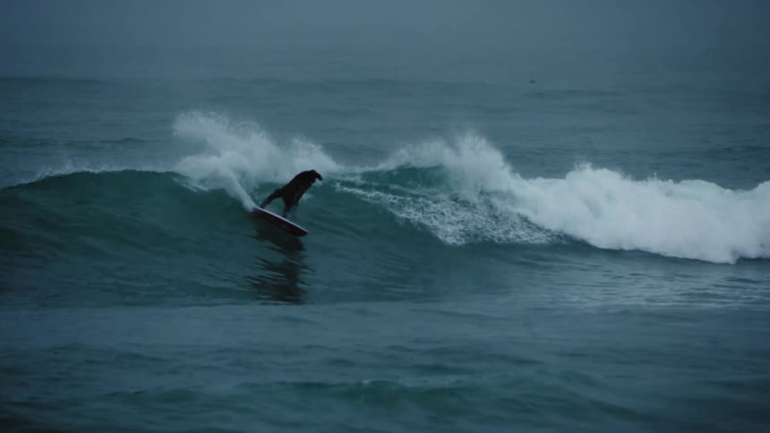 A surfer is riding a wave and doing tricks on it while it is breaking