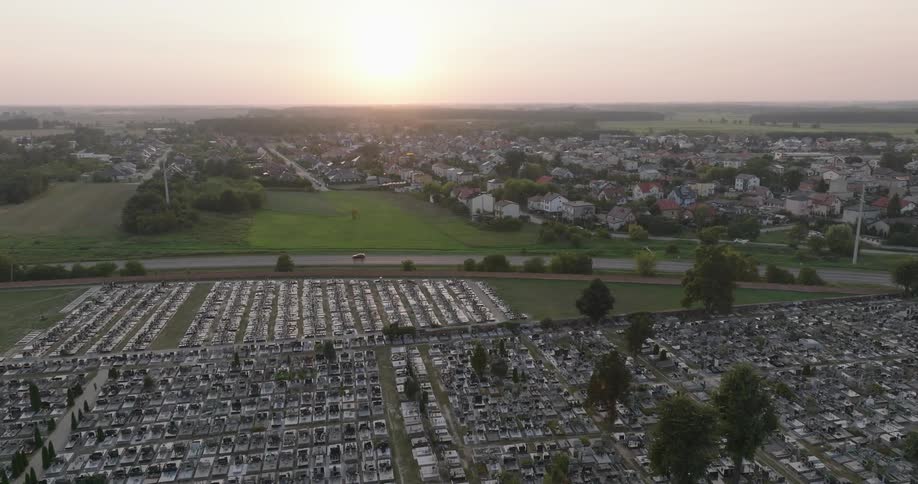 An aerial shot of suburbs