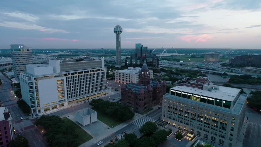 Panorama of a metropolis with buildings in a tower in the background in the late afternoon