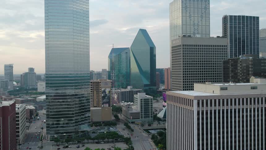 Aerial panorama of skyscrapers in a metropolis