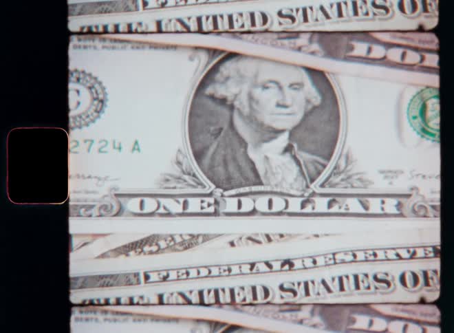 Close up archival footage of usa currency