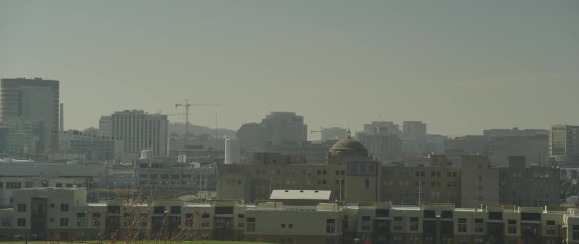 View of a city on a cloudy day