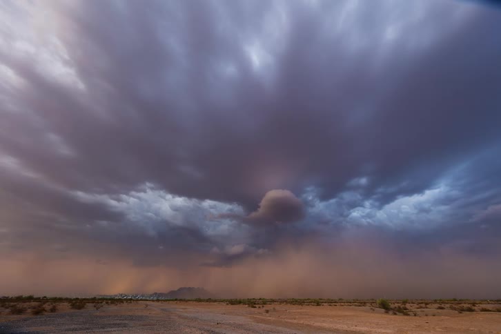 A storm brings heavy rain and fog