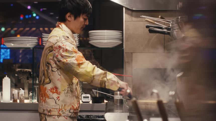 Chef cooking in restaurant kitchen
