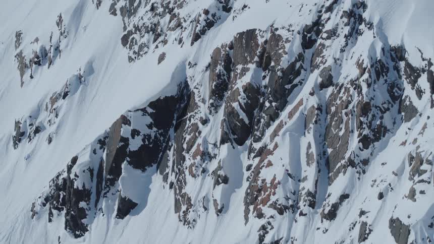 Aerial panorama of snowy mountains
