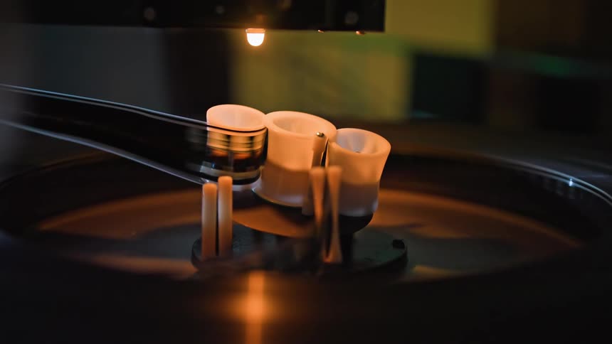 Close up of a film strip on vintage equipment