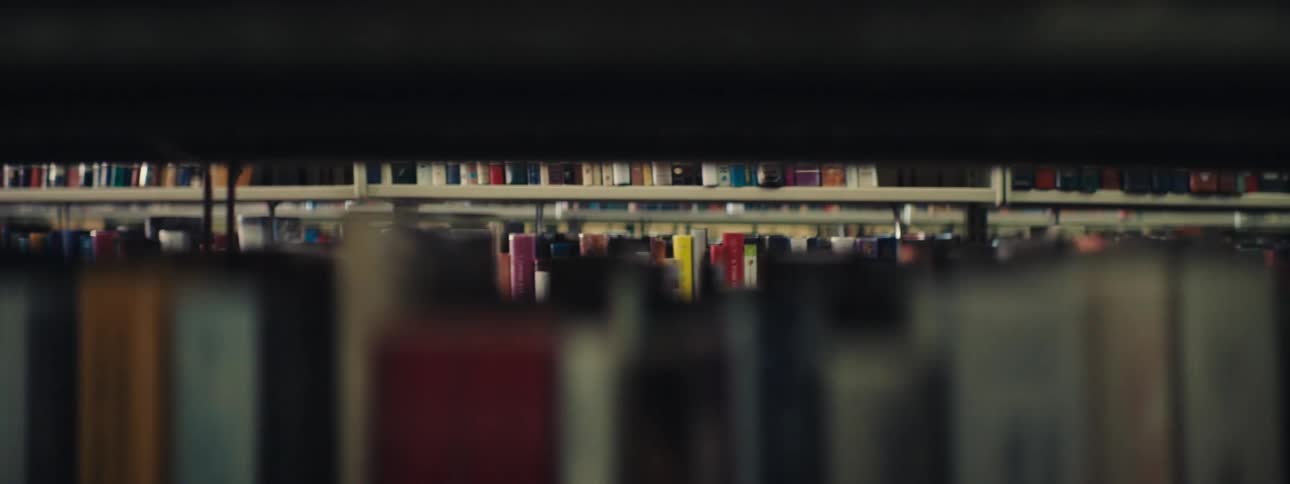 Close up of books on shelves