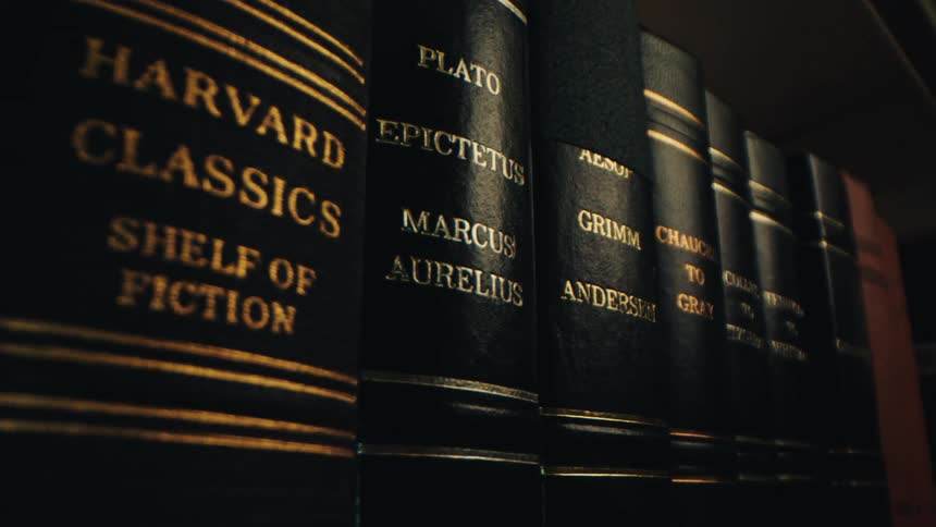 Close up of books on a bookshelf